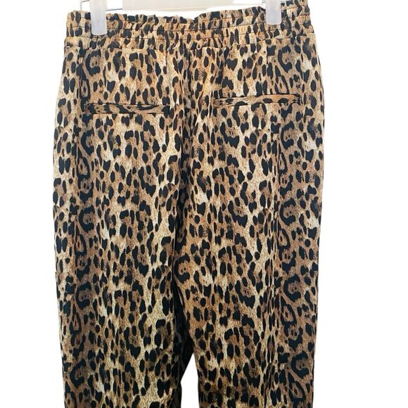 Zara Basic Leopard Print Elastic Waist Drawstring Pull-on Jogger Tan Black XS - Picture 3 of 6